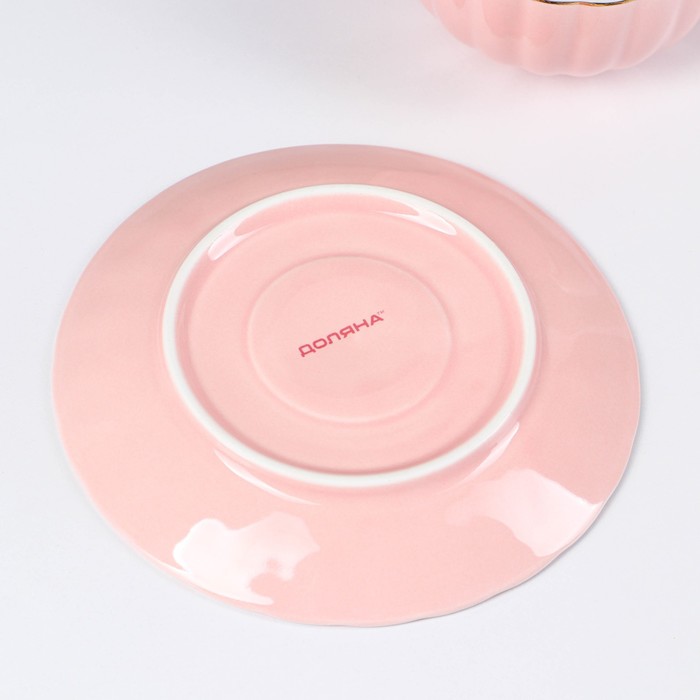 Сервиз фарфоровый чайный Доляна «Вивьен», 12 предметов: 6 чашек 200 мл, 6 блюдец d=15 см, цвет розовый - фото 1893831612