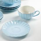 Сервиз фарфоровый чайный Доляна «Вивьен», 12 предметов: 6 чашек 200 мл, 6 блюдец d=15 см, цвет голубой - Фото 2