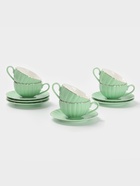 Сервиз чайный Доляна «Вивьен», 12 предметов: 6 чашек 200 мл, 6 блюдец d=15 см, фарфор, зелёный - Фото 2