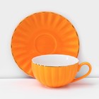 Сервиз фарфоровый чайный Доляна «Вивьен», 12 предметов: 6 чашек 200 мл, 6 блюдец d=15 см, цвет оранжевый - Фото 3