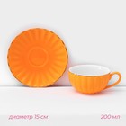 Сервиз фарфоровый чайный Доляна «Вивьен», 12 предметов: 6 чашек 200 мл, 6 блюдец d=15 см, цвет оранжевый - Фото 4