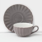Сервиз фарфоровый чайный Доляна «Вивьен», 12 предметов: 6 чашек 200 мл, 6 блюдец d=15 см, цвет серый - фото 4639879