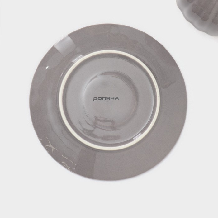 Сервиз фарфоровый чайный Доляна «Вивьен», 12 предметов: 6 чашек 200 мл, 6 блюдец d=15 см, цвет серый - фото 1909980715