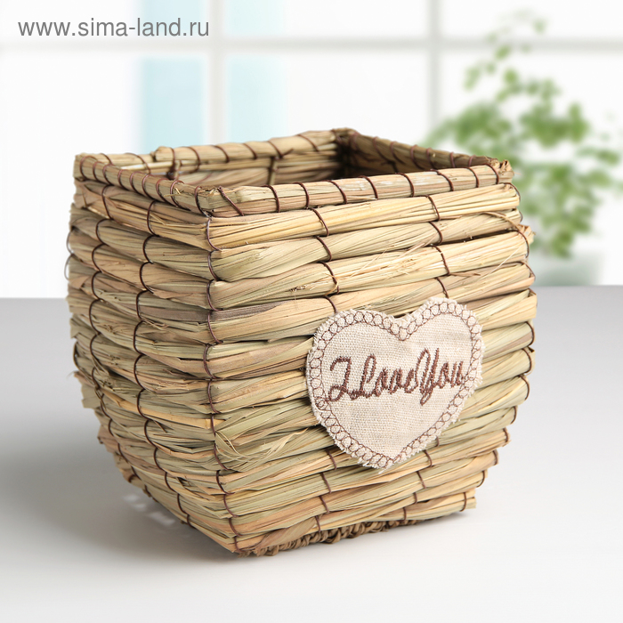 Кашпо плетёное "Цветы", цвет коричневый - Фото 1