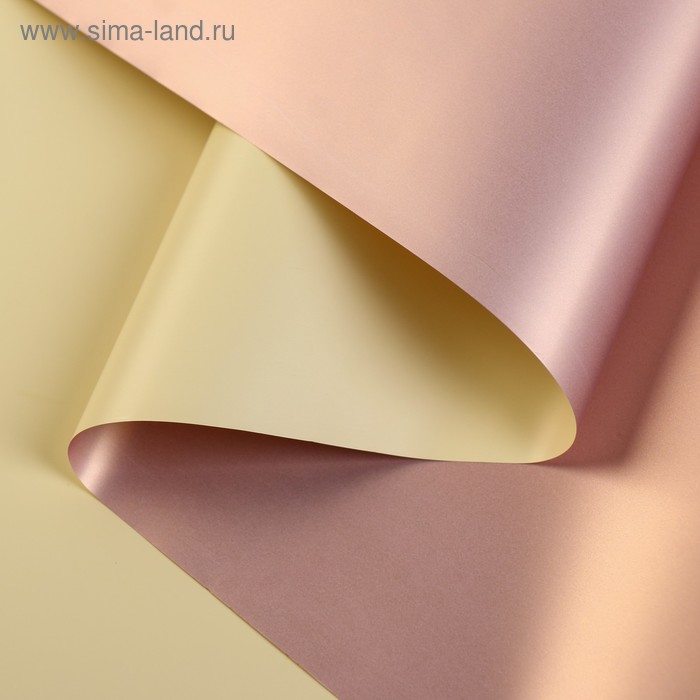 Пленка матовая для цветов, двухсторонняя,"Зефир", ванильный, бронзовый, 57 см х 5 м - Фото 1