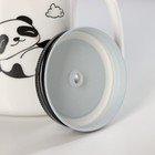 Кружка керамическая с металлической крышкой и трубочкой «Панда», 420 мл, рисунок МИКС - Фото 4