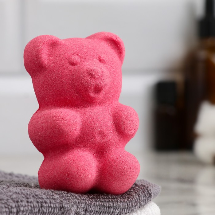 Бомбочка для ванны "Медвежонок" с ароматом хвойного леса, красная, 80 г - Фото 1