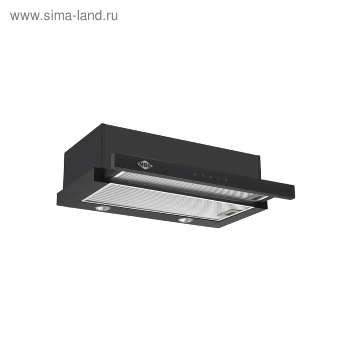 Вытяжка MBS CANNA 260 BLACK GLASS, встраиваемая, 950 м3/ч, 3 скорости, 60 см, чёрная 466151