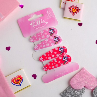 Заколки для волос «Весёлый глянец», набор 4 шт., единороги 5 см, розовые