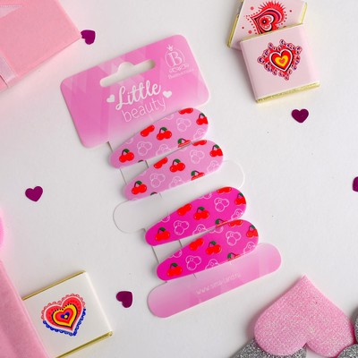 Невидимки для волос «Ягодки», набор 4 шт., вишенки 5 см, розовые