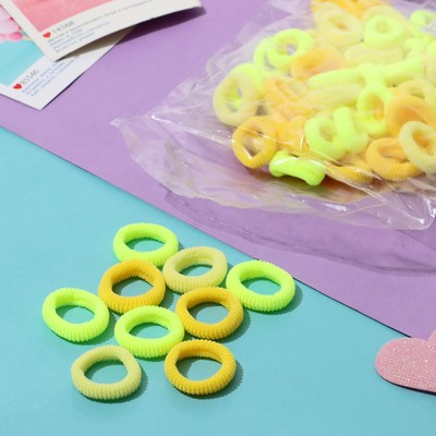 Резинки для волос «Махрушка», набор 72 шт., 1.5 см, жёлтые оттенки