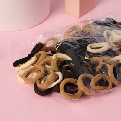 Резинки для волос «Махрушка спорт», набор 100 шт., 2.5 см, коричневые тона