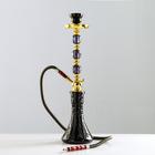 Кальян в сборе для курения комплект «Мадид», 50 см, 1 трубка, колба черная, шахта золото - Фото 1