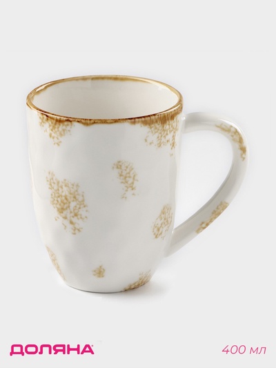Кружка Доляна Organic Gold, 400 мл, фарфор, белая
