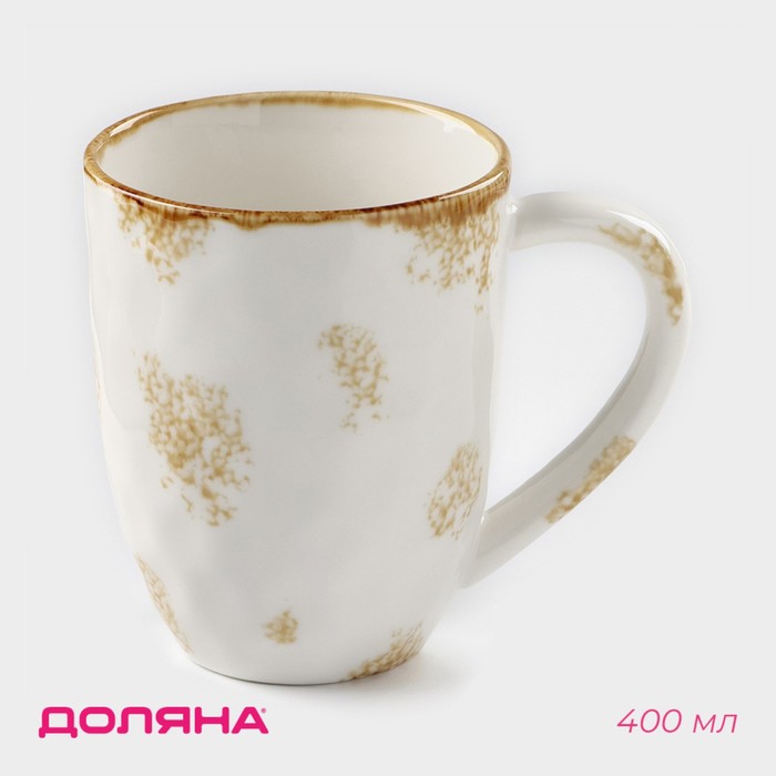 Кружка Доляна Organic Gold, 400 мл, фарфор, белая - Фото 1