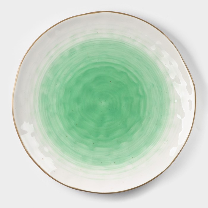 Тарелка фарфоровая Доляна «Космос», d=27,5 см, цвет зелёный - Фото 1