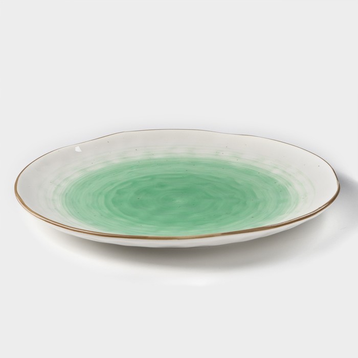 Тарелка фарфоровая Доляна «Космос», d=27,5 см, цвет зелёный - фото 1890879189
