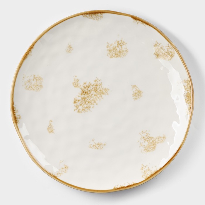 Тарелка фарфоровая Доляна Organic Gold, d=27,5 см, цвет белый - Фото 1