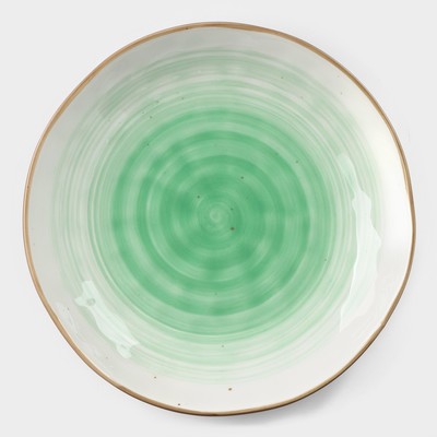 Тарелка фарфоровая глубокая Доляна «Космос», 550 мл, d=21,5 см, цвет зелёный