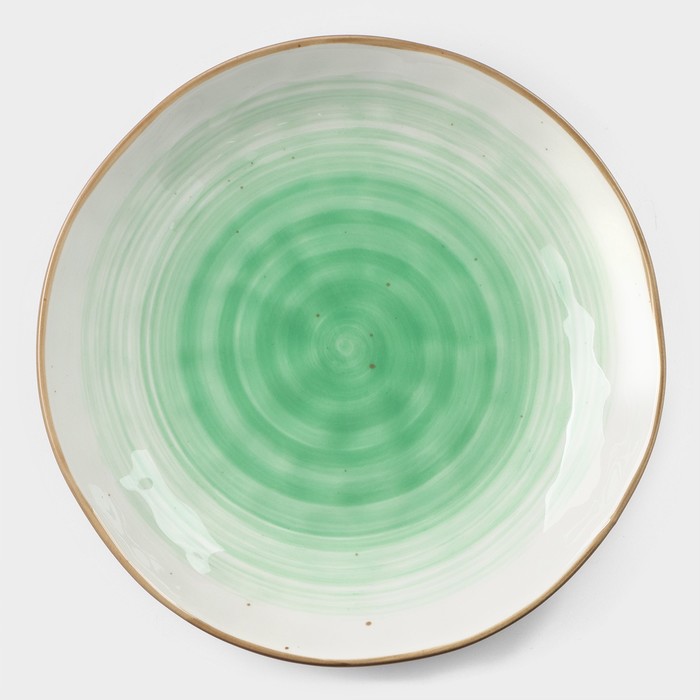 Тарелка фарфоровая глубокая Доляна «Космос», 550 мл, d=21,5 см, цвет зелёный - Фото 1