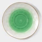 Чайная пара Доляна «Космос», чашка 250 мл, блюдце d=16 см, фарфор, белая, зелёная - Фото 3