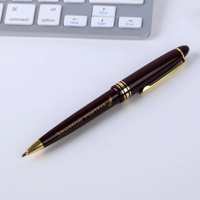 Ручка в тубусе «Золотому учителю», пластик, синяя паста, пишущий узел 1 мм - фото 1883495373