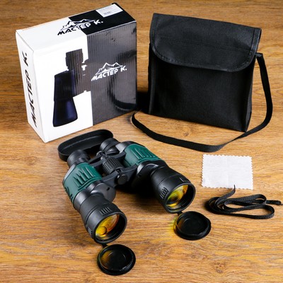 Бинокль 7×50 «Разведка», линзы рубин, с зелёной вставкой