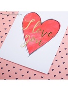 Открытка на акварельном картоне с тиснением I love you, 7.5×10.5 см - Фото 3