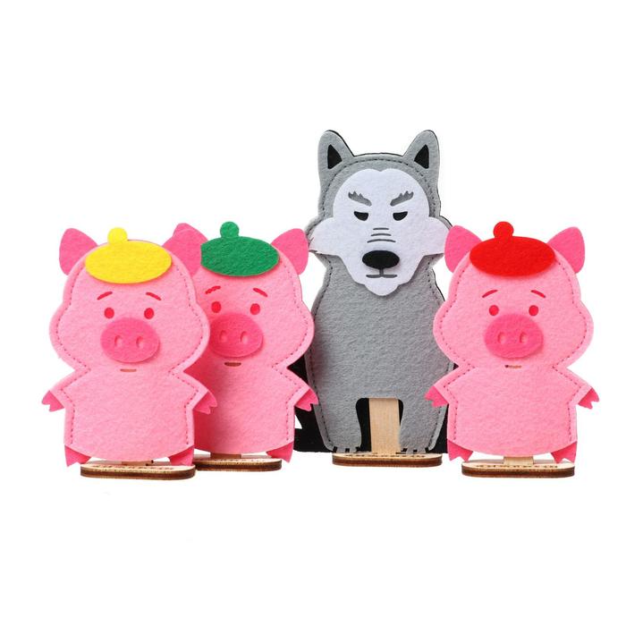 Пальчиковый театр «Три поросёнка» фигурки, без домиков - Фото 1