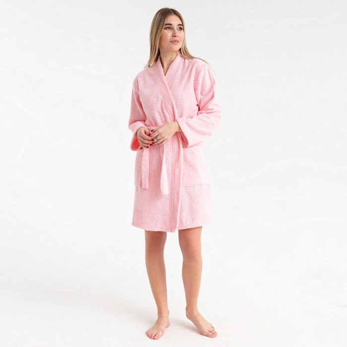 Халат махровый женский «Экономь и Я», размер 42-44, 100% хлопок, 320 г/м², нежно-розовый