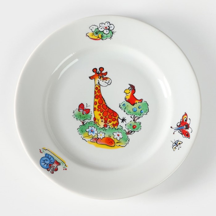 Набор посуды фарфоровой «Зоопарк»», 3 предмета: тарелка d=20 см, салатник d=19,8 см, кружка 200 мл - фото 1907049952