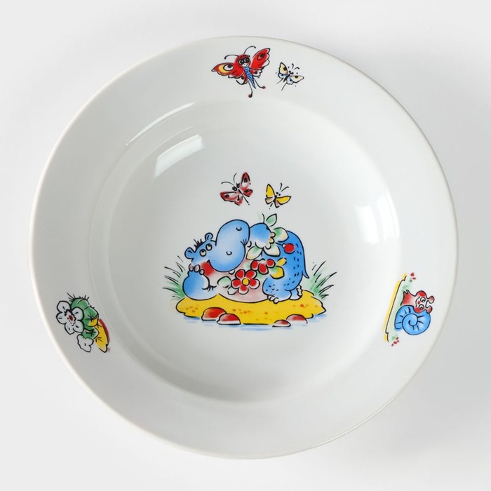Набор посуды фарфоровой «Зоопарк»», 3 предмета: тарелка d=20 см, салатник d=19,8 см, кружка 200 мл - фото 1907049956