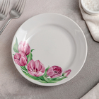 Тарелка «Розовые тюльпаны», d=17,5 см, белая, фарфор - фото 18661886
