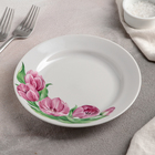 Тарелка «Розовые тюльпаны», d=17,5 см, белая, фарфор - Фото 2