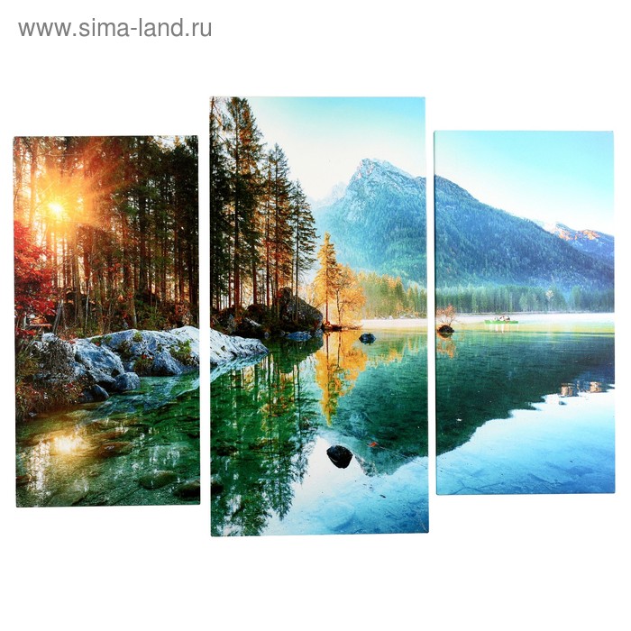 Модульная картина "Горное озеро" (2-25х50, 30х60 см)  60х80 см - Фото 1