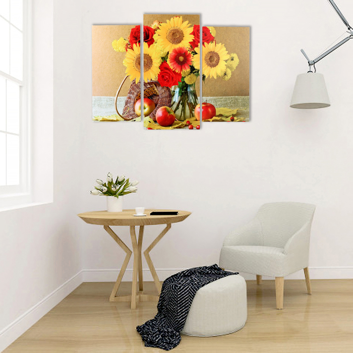 Модульная картина "Натюрморт с букетом цветов" (2-25х50, 30х60 см) 60х80 см - фото 1909981434