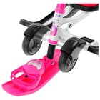 Снегокат с колёсами «Тимка спорт 6 Бабочки», ТС6, с родительской ручкой, со спинкой и ремнём безопасности, цвет белый/розовый - Фото 4