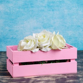 Кашпо деревянное 24.5×13.5×9 см "Двушка Лайт", двухреечное, розовый светлый Дарим Красиво
