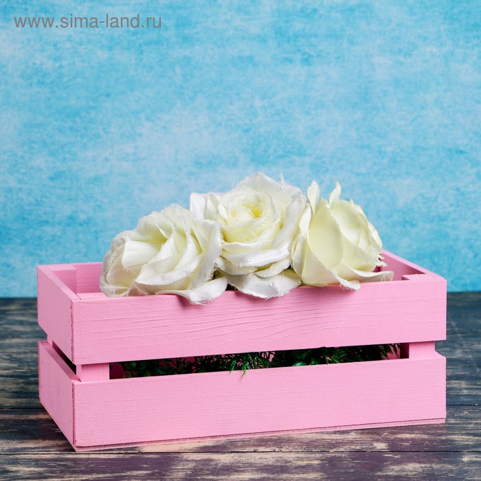 Кашпо деревянное 24.5×13.5×9 см "Двушка Лайт", двухреечное, розовый светлый Дарим Красиво - Фото 1