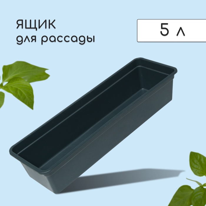 Ящик для рассады, 50×15×10 см, 5 л, пластик, чёрный, «Урожай-5» - Фото 1