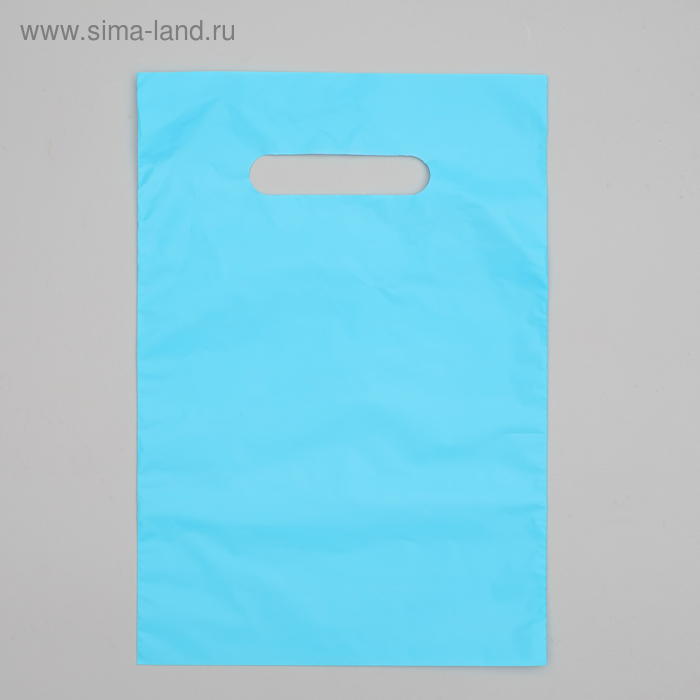 Пакет полиэтиленовый, с вырубной ручкой, голубой, 20 х 30, 33 мкм - Фото 1