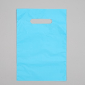 Пакет полиэтиленовый, с вырубной ручкой, однотонный голубой, 20?30, 33 мкм (комплект 50 шт)