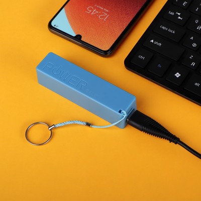 Внешний аккумулятор LuazON PB-03, 2200 мАч, USB, 1 А, крепление кольцо, синий