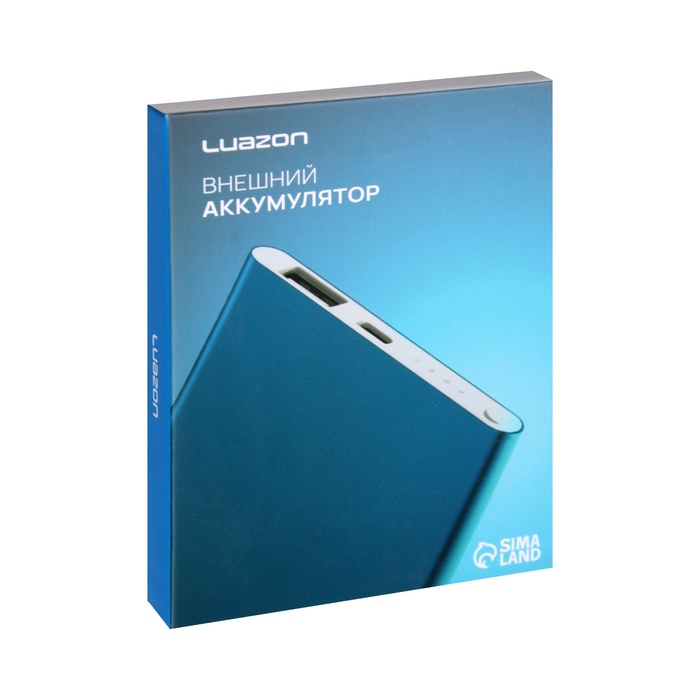 Внешний аккумулятор LuazON PB-19, 4000 мАч, USB, 1 А, индикатор, металл, синий - фото 51709909