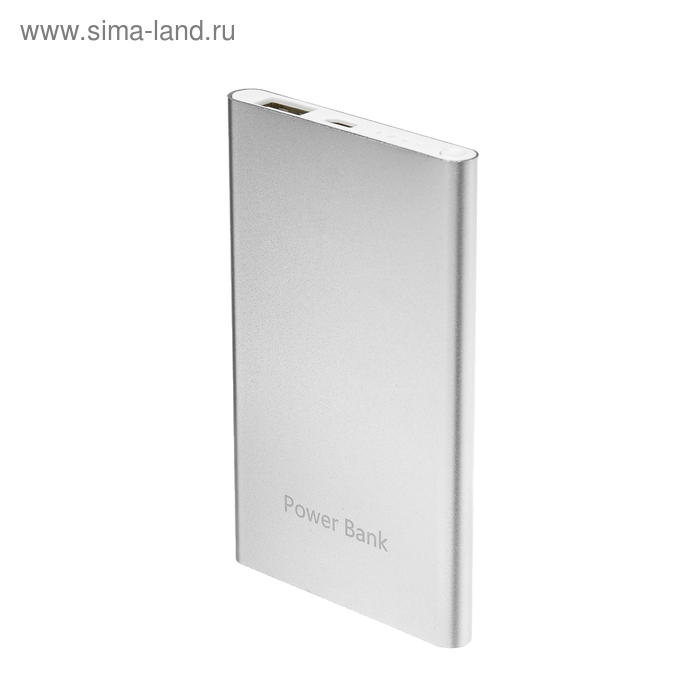 Внешний аккумулятор LuazON, 4000 мАч, USB, 1 А, индикатор, тонкий корпус, металл, серый - Фото 1