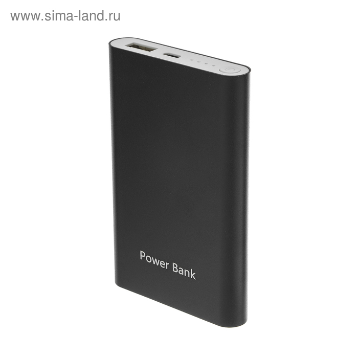 Внешний аккумулятор LuazON, 8000 мАч, USB, 1 А, индикатор, тонкий корпус, металл, чёрный - Фото 1