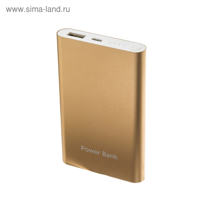 Внешний аккумулятор LuazON, 8000 мАч, USB, 1 А, индикатор, тонкий корпус, металл, жёлтый - Фото 1