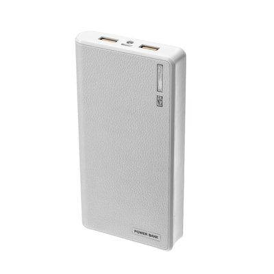 Внешний аккумулятор LuazON, 15600 мАч, 2 USB, 1/2 А, фонарик, белый
