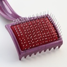 Щётка - пуходёрка мягкая с каплями, увеличенное кол-во зубцов, основание 68×48 мм, бордовая - Фото 5