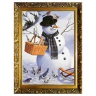 Алмазная мозаика "Веселый снеговик" 29,5×20,5 см, 24 цветов - фото 8901113